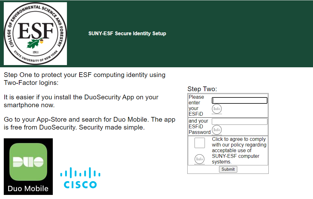 DUO Setup Login Page DUO Setup Login Page
